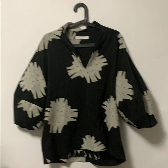 ASOS BALLON SLEEVE‎ BLACK & WHITE BLOUSE SI… - Picture 1 of 7